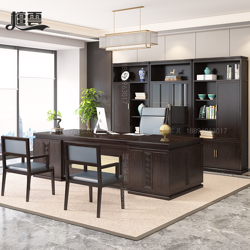New Chinese style office furniture solid wood executive desk simple modern manager president boss desk office furniture customization