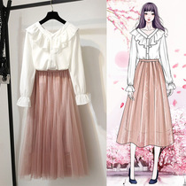 2019 spring new womens spring French niche dress two-piece very fairy suit female spring and autumn students