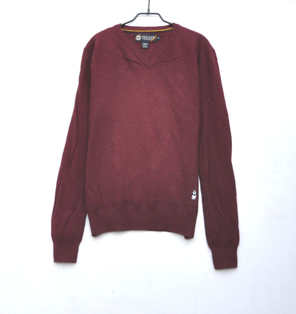 26-15 Little Bear Wool Sweater, Maroon and Navy Blue, V-Neck, Men's Thin Base Layer Sweater, 165-170-175 26-15 Little Bear Wool Sweater, Maroon and Navy Blue, V-Neck, Men's Thin Base Layer Sweater, 165-170-175