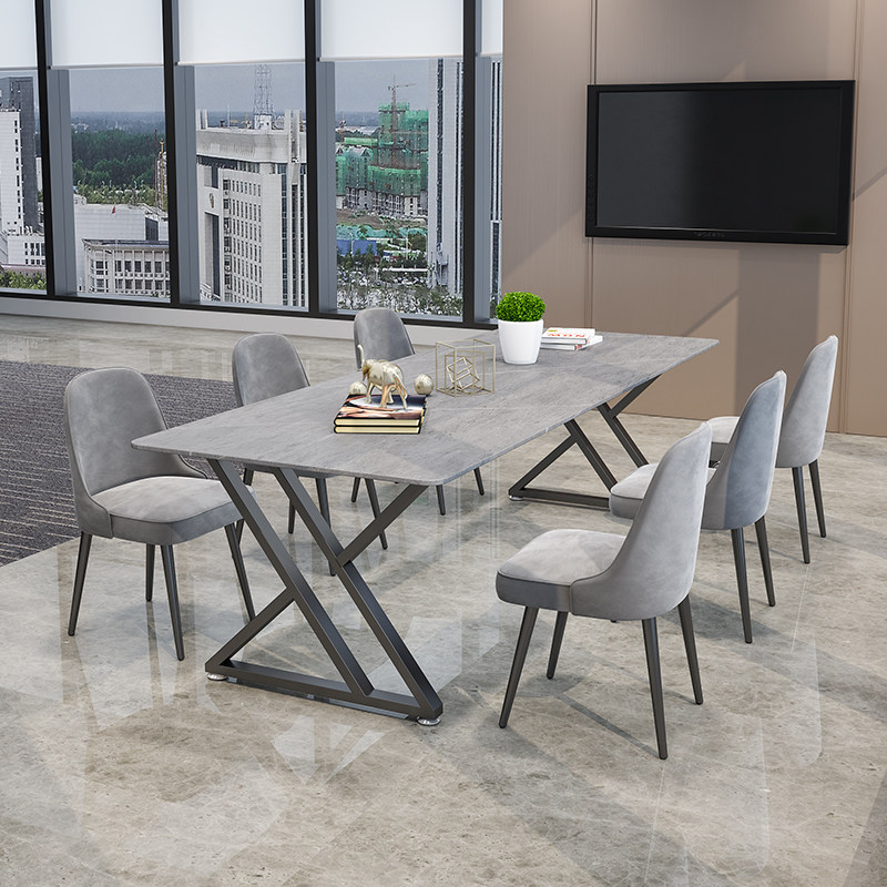 Brief Modern Rock Board Meeting Table Long Table Marble Rectangular Talks Table And Chairs Desk Hall Bench