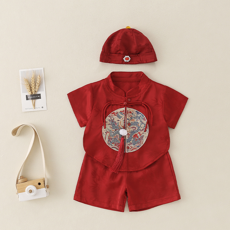 Baby Clothes, Summer Clothes, Festive Full Moon and Hundred-Day Banquet Clothes, Chinese Style Hanfu Separate Sets for Boys and Girls, One-Year-Old Birthday Dress