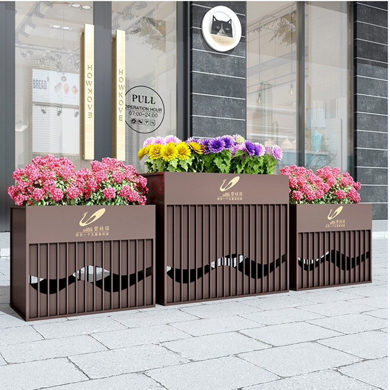 Outdoor Wrought iron flower box Municipal Square Green flower trough Real estate walking commercial street Sales fence Flower bed combination