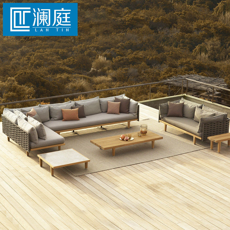 Outdoor Designer Sofa Furniture Villa Living Room Fabric Sofa Hotel Creative Sofa Chair Garden Solid Wood Sofa - Taobao