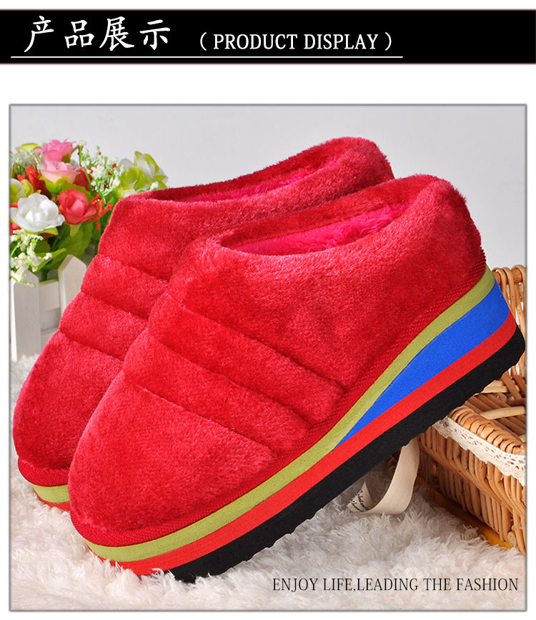 Dép cotton mùa thu và mùa đông nền tảng của phụ nữ với nêm trong nhà ấm nửa gói với bánh xốp xốp đáy với dép thủ công dép converse