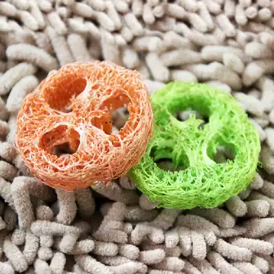 Loofah pet toy Bite-resistant natural tooth cleaning toy bite piece Small pet cat molar stick 2 pieces