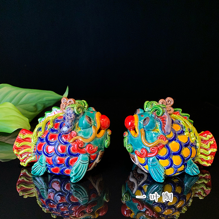 Stone Bay Figurine Fish, Jiaozhi Pottery, Ceramic Opening Decoration, Office Desk, Home Decoration