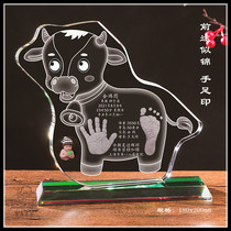 Baby Souvenirs Crystal Hands foot print Zhongshan Municipal Jiangmen City door-to-door hairbrush Baby hand-foot print