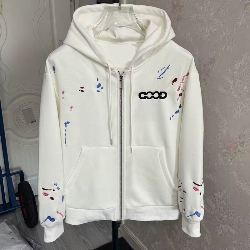 ins Korean Style Trendy Unisex Couple Color-Block Embroidered Hooded Jacket Spring and Autumn Youth Student Casual Coat ins Korean Style Trendy Unisex Couple Color-Block Embroidered Hooded Jacket Spring and Autumn Youth Student Casual Coat
