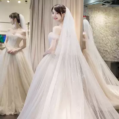 French starry sky dream bride main wedding dress 2021 new temperament is thin, simple and atmospheric, small and super fairy