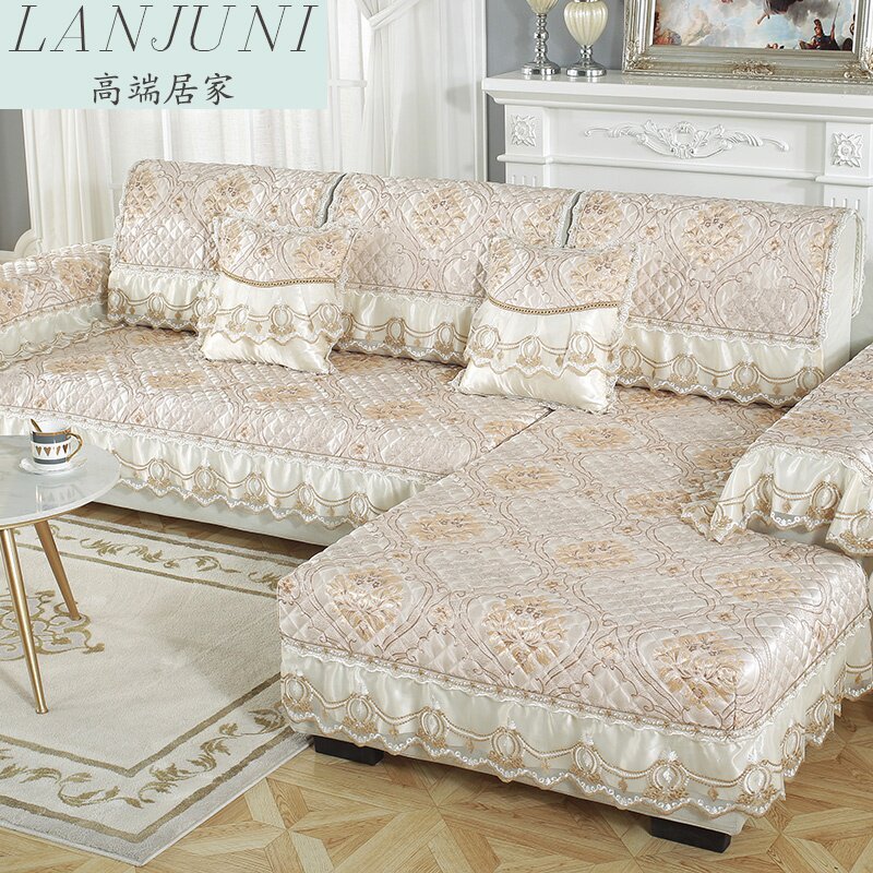 Non-slip sofa cushion four seasons universal cushion Nordic simple cover cloth solid wood sofa cover all-inclusive universal set