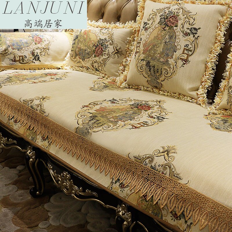European-style sofa cushion high-end luxury four seasons universal leather fabric non-slip American cushion sofa cover full cover