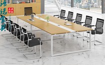 Company plate conference table steel Wood combined with meeting table bar size conference table conference conference room table Qingdao