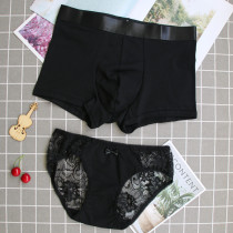 Couple underwear new cotton sexy temptation passion large size underwear set mens flat angle womens triangle double