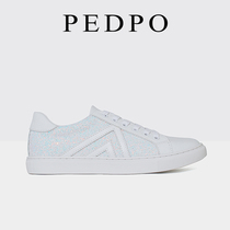 ALDO leather white shoes womens all-match 2022 summer new flat bottom sports casual womens shoes breathable lace-up shoes