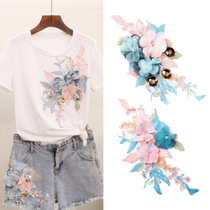 Fashion handmade embroidery patch large three-dimensional flower cloth paste down jacket jeans hole decorative flower paste