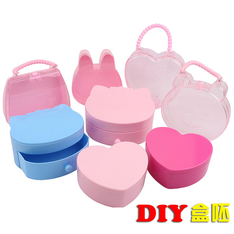 DIY heart-shaped cat handbag tote box children's handmade jewelry box cosmetics puzzle sundries storage box