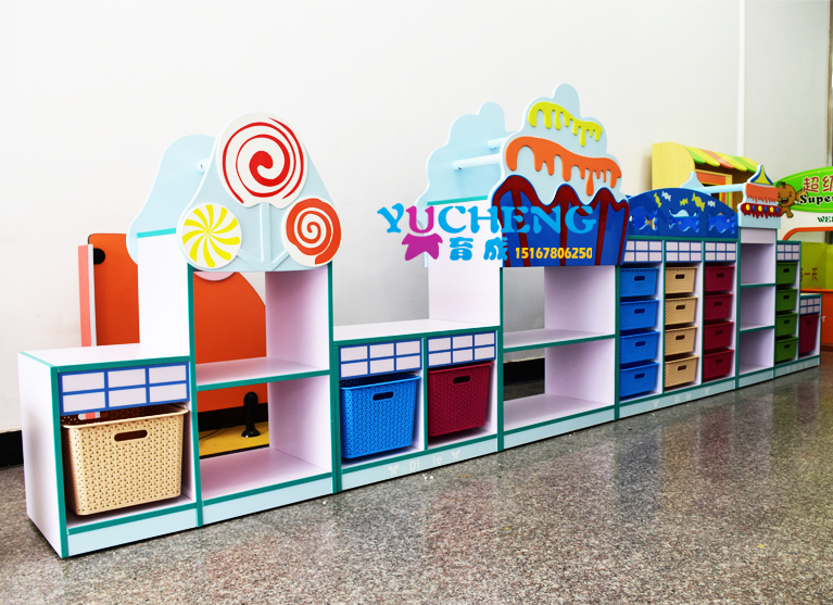Kindergarten Area Corner Composition Cabinet Dress Home Wine Toy Placement Display Cabinet Containing Cabinet Zhangzi Pine Baking Lacquered Toy Shelf