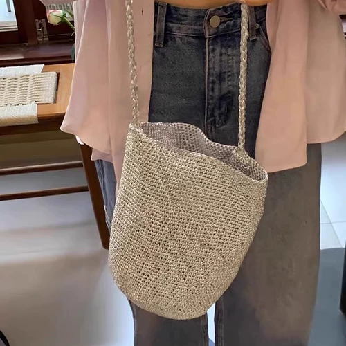 Плетеная вместительная и большая сумка на одно плечо, DIY, в корейском стиле, Южная Корея