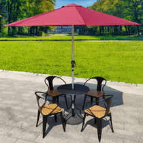 Outdoor Table And Chairs With Umbrella Waterproof Balcony Iron Art Small Tea Table Casual Plastic Wood Combined Sunscreen Milk Tea Shop Café