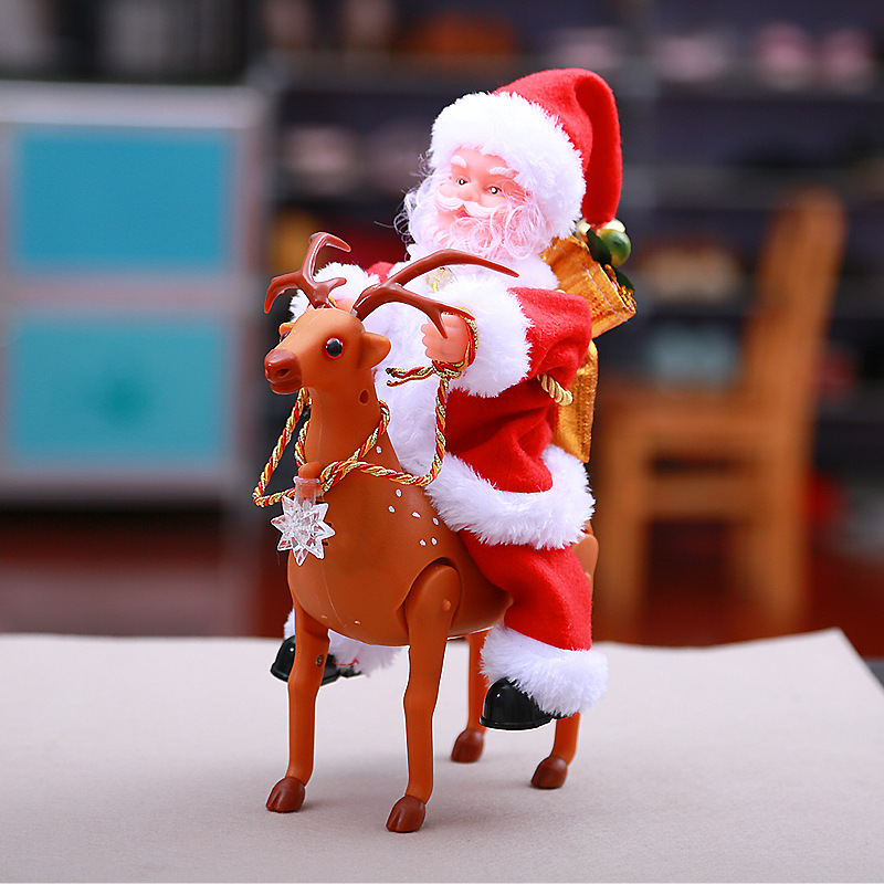 Electric Music Christmas Old Man Rides Moose Electric Paparazzi Children Toy Gifts Christmas Decorations Christmas Gifts