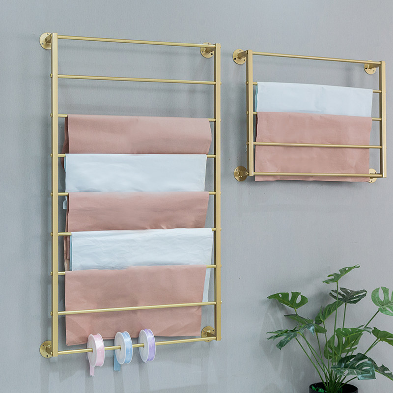 Wall scarf frame Flower packaging paper with shelf shelf fabric ribbon wall display frame gold