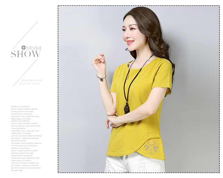 Áo thun mẹ tay ngắn nữ hè 2018 mới cotton mùa hè trung niên 40-50 tuổi áo cotton rộng 30 áo phông nữ rộng