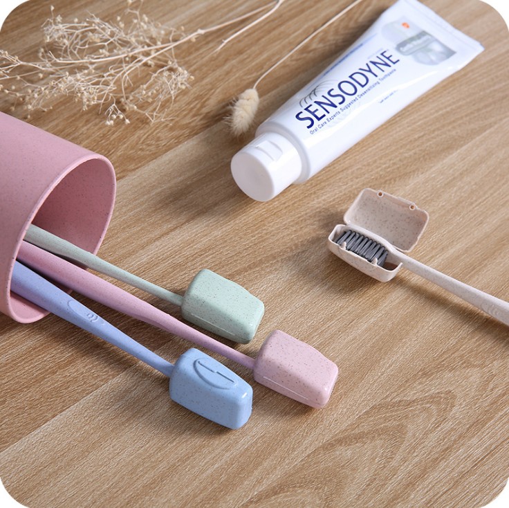 4 travel business trips portable toothbrush cover toothbrush protective sheath toothbrush box Tourist trumpet with lid headgear portable