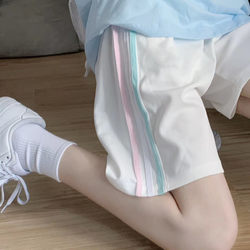 High school physical examination special running pants sports and casual girls' five-point pants medium pants wide-leg shorts junior high school students