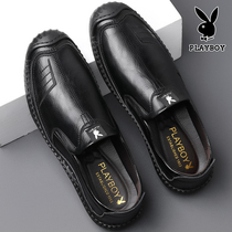  Playboy mens shoes summer business casual shoes leather Doudou shoes lazy driving shoes soft leather soft sole