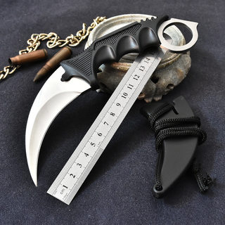 High hardness outdoor self-defense edged cold weapon straight knife fruit knife portable wilderness outdoor survival claw knife tritium gas short knife