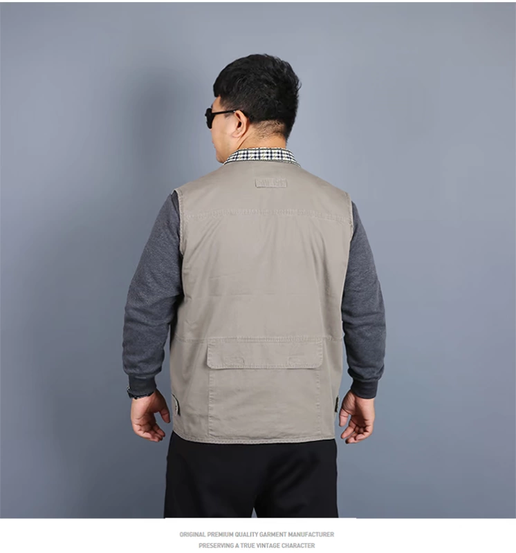 Mùa xuân và mùa thu cotton nhiều túi cộng với phân bón XL chụp ảnh câu cá nhiều mũ trung niên vest nam vest áo ba lỗ tập gym