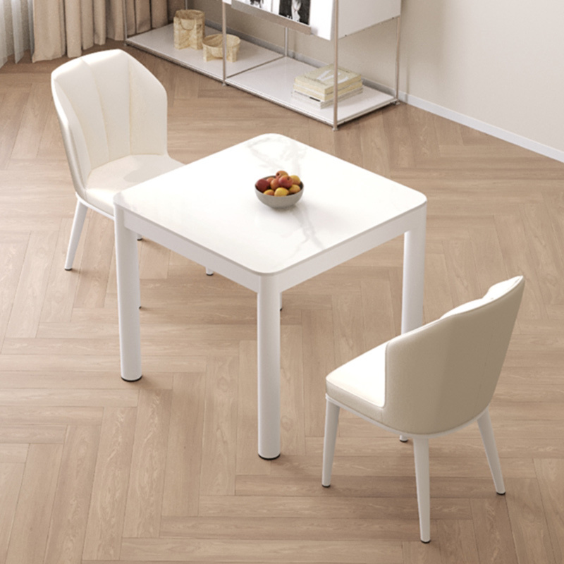 Cream-Colored Slate Dining Table, Square, for 2 People, White, Suitable for Home Use, Playing Cards, Business Receptions, Coffee Meetings, Square Table