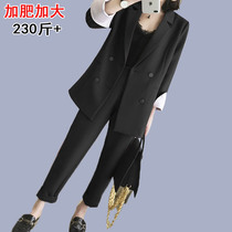 Autumn ladies special size suit suit set 200kg interview dress plus fat big fat sister suit jacket 9-point pants