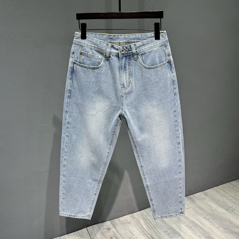 2026 Spring/Summer Thin Men's Nine-Point Pants High-End Harem Carrot Dad Style Tapered Thick-Leg Slimming Jeans for Men