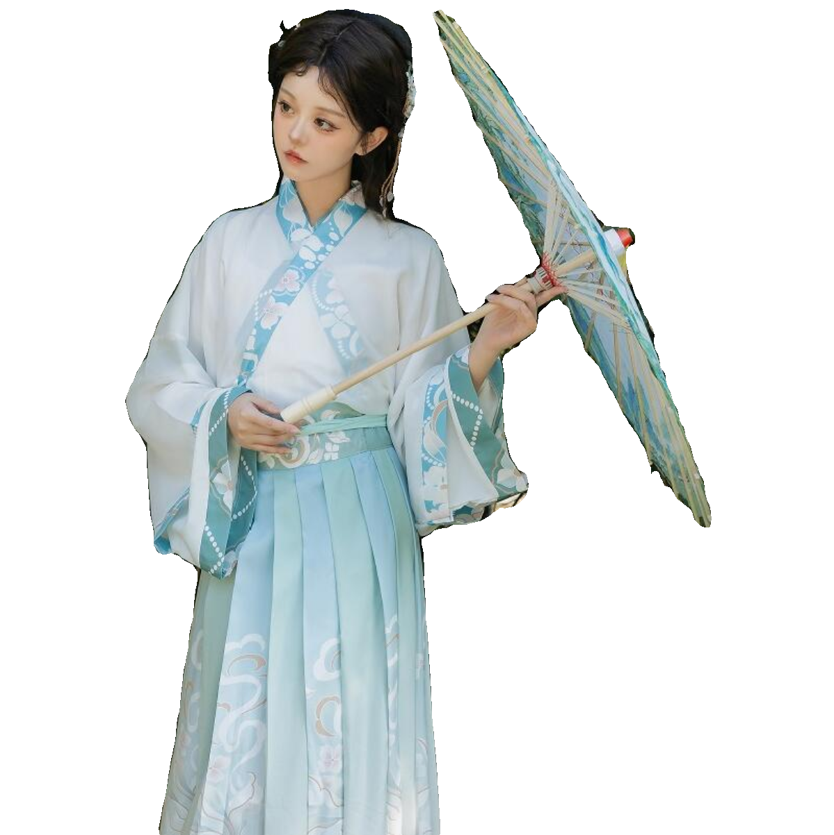 Ханьфу для женщин Shaohua, взрослый китайский стиль, комплект верх и юбка с заколкой и патчем для бровей