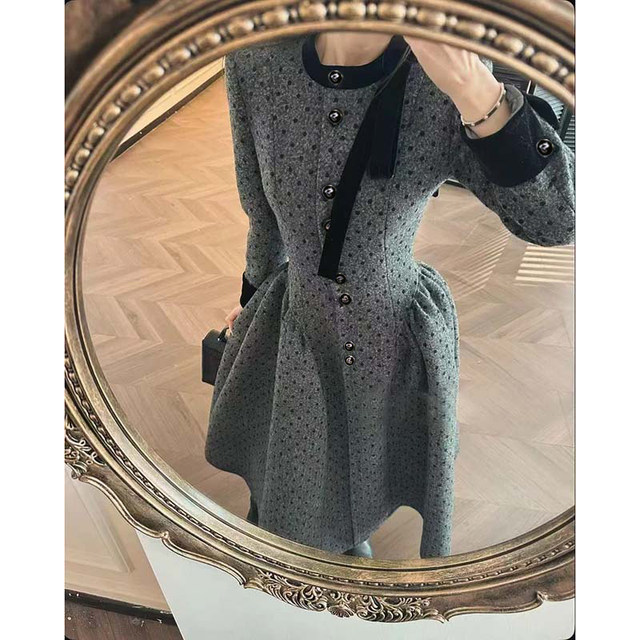 2026 Spring New Women's Elegant Polka Dot Waist-Cinching Fashionable Long Dress Lj0144