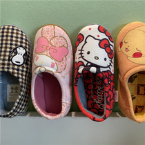 Full 2 Double days Cartoon Baotou Bag Heel Autumn Winter Ladies Room Soft Sole Home Shoes Cotton Slippers