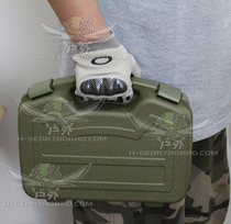 PC reinforced material small outdoor portable suitcase 33cm 33cm carrying case equipment box briefcase green