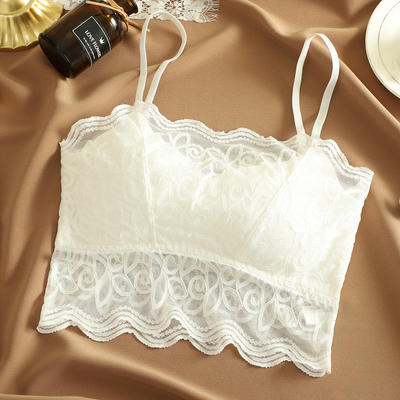 2025 New large-sized French sexy lace beauty back wrap chest strapless bra bra for women