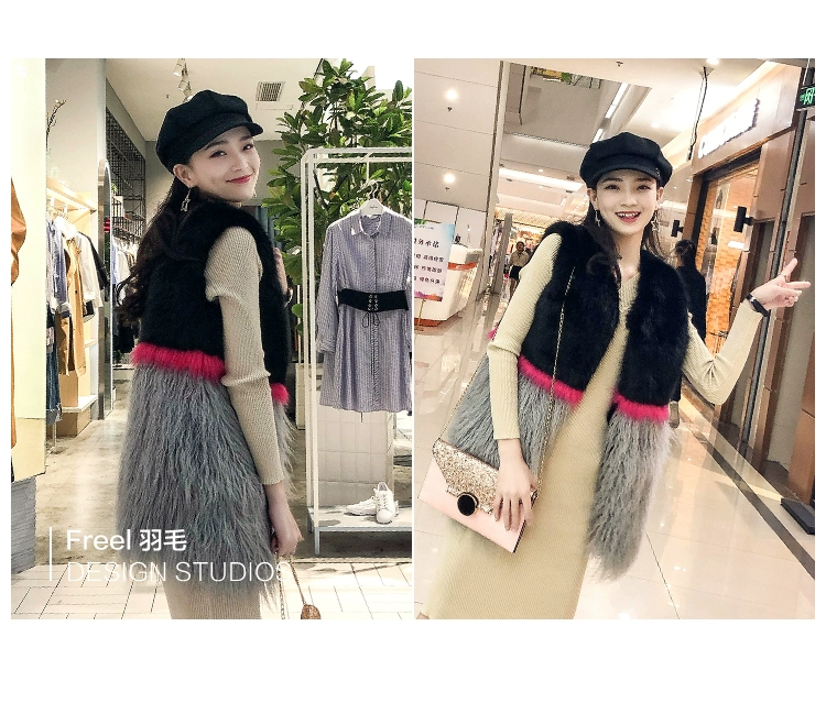 Áo khoác lông nữ dài 2018 mới Hained fox fur thời trang slim lamb lông một áo