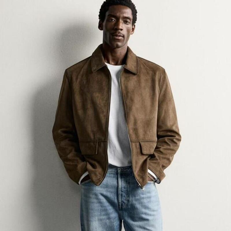 Zara2026 New Autumn Men's Slim-Fit Straight-Cut Suede-Effect Jacket 3548223 707 Zara2026 New Autumn Men's Slim-Fit Straight-Cut Suede-Effect Jacket 3548223 707