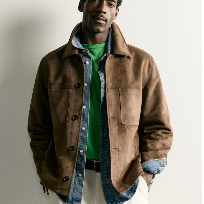 Zara2026 Early Autumn New Men's Slim-Fit Straight-Cut Suede Texture Jacket Shirt Coat 3046510 778 Zara2026 Early Autumn New Men's Slim-Fit Straight-Cut Suede Texture Jacket Shirt Coat 3046510 778
