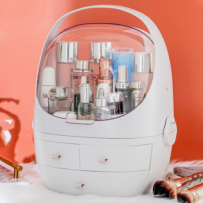 JX Japanese net red space capsule cosmetic box storage box desktop drawer type dust-proof lipstick rack transparent double layer