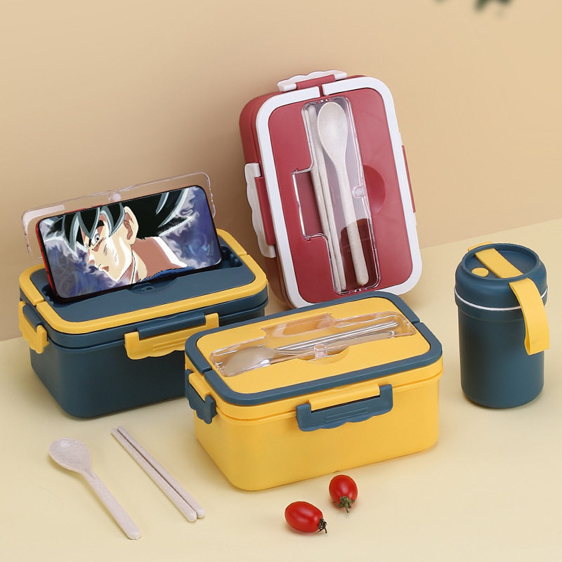 JX schoolgirl bento lunch box can be microwaved to keep fresh and separate type with lid lunch box with stainless steel tableware