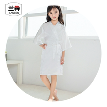 Lan Ben Summer Girls robe thin imitation silk cute princess Japanese kimono nightgown childrens pajamas childrens clothing home