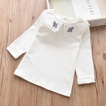 Girl base shirt 2020 Spring and Autumn Korean childrens white shirt Korean version 3 baby girl baby doll collar lapel long sleeve T-shirt