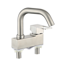 Double hole hot and cold water faucet wash basin toilet double handle old-fashioned rotatable 304 stainless steel washbasin faucet