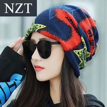  Hat womens winter Baotou hat Korean version of leisure plus velvet warm thickened elastic cold riding scarf hat warm