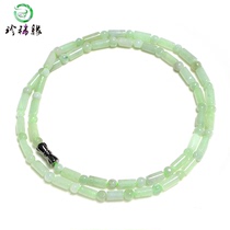Rare edge natural A goods Myanmar jade necklace ice glutinous light green jade bead necklace can be used as bracelet