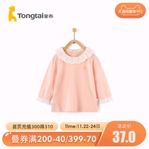 Tongtai spring and summer new baby girl clothes cotton top 1-4 year old girl lapel lace top